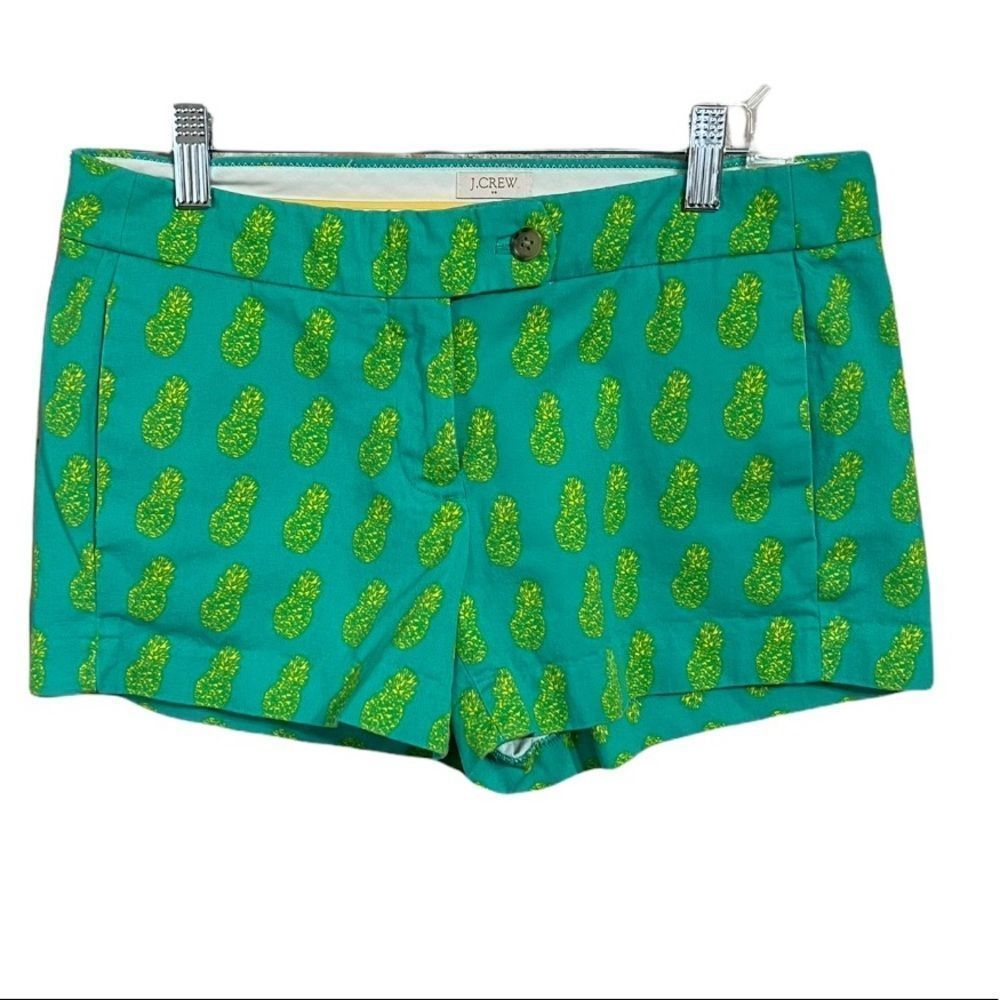 J Crew Factory Green Yellow Pineapple Shorts Sz 2 EUC Y2K Micro Mini Shorts